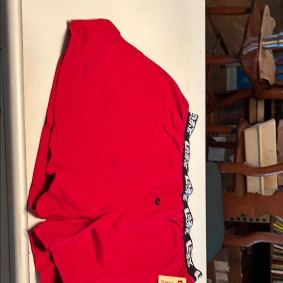 Lazy One Red Pajama Shorts with Black Trim - Picture 1 of 4